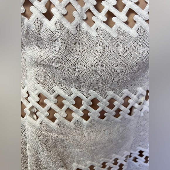 Alberto Makali Cream Off The Shoulder Sheer Lace Dress Size 6 - Picture 5 of 15